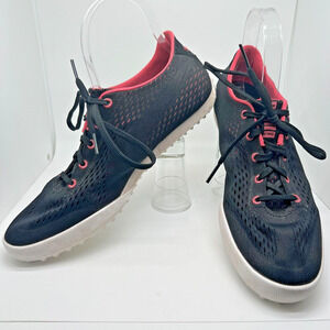 Puma Black Womens Black Pink Sneaker Golf Shoe Cleats Lace up size 9.5